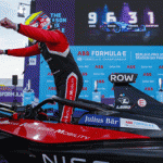 Nissan Formula E - R10 - Oliver Rowland celebrates from his car. Photo Credit LAT -source copia