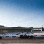 Nissan Formula E - R10 - Oliver Rowland leads from the front in Berlin. Photo Credit -source copia